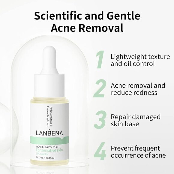 (2) LANBENA Acne Clear Serum Sensitive Skin 1 Fl Oz each Exp: 10/10/2026 - Picture 3 of 9